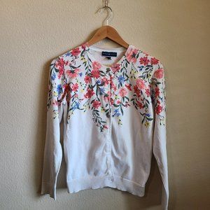 White Cardigan with floral print
